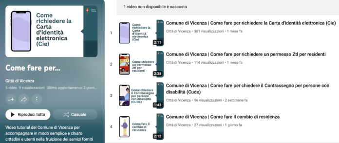 Nel canale YouTube “Città di Vicenza” i quattro tutorial sui servizi del Comune