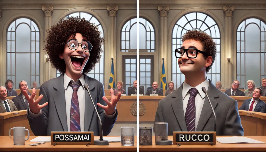 Possamai e Rucco in consiglio comunale: il sorriso può far bene alla politica (immagine realizzata con con l'AI)