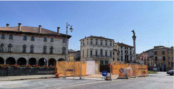 Ponte degli Angeli a Vicenza, lavori di rifacimento del porfido