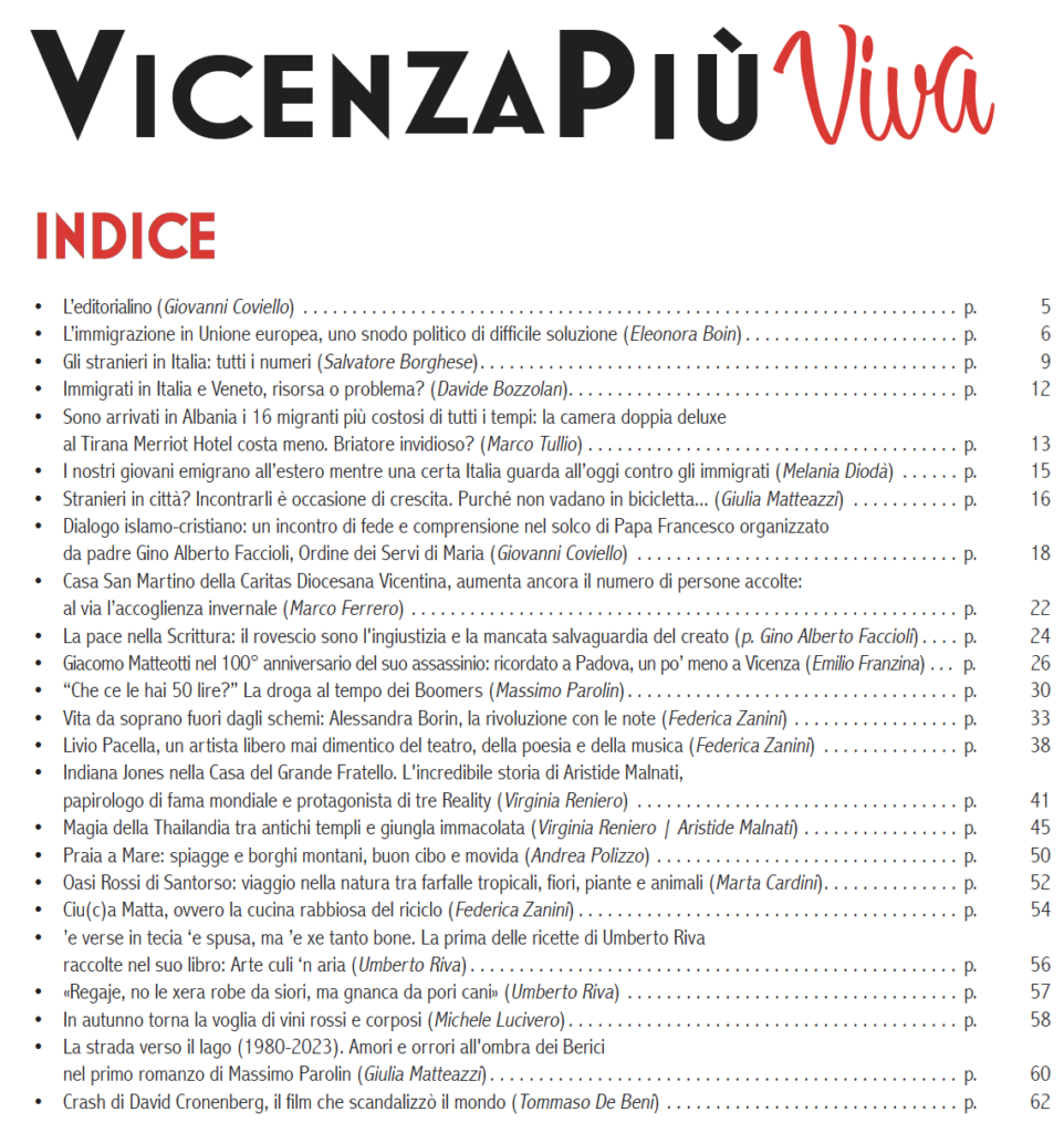 VicenzaPiù Viva n. 293, l'indice