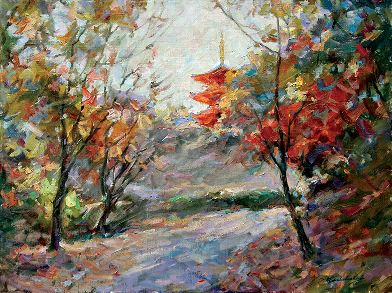 Autumn road to the Temple