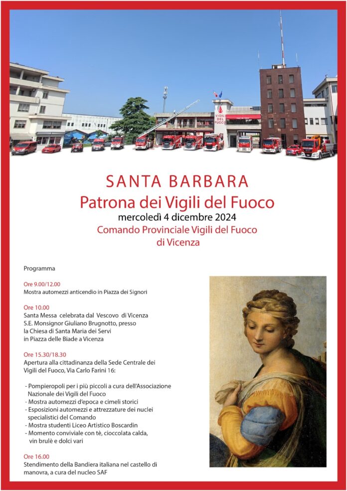 La locandina delle celebrazioni per Santa Barbara