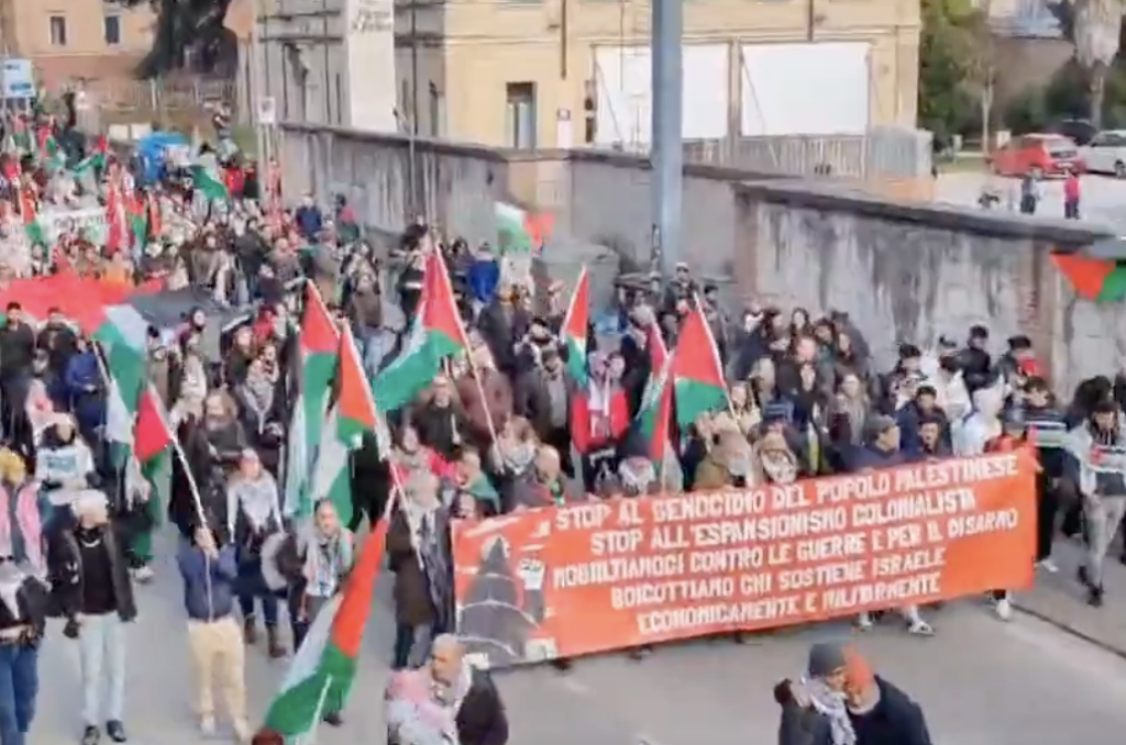 Manifestanti pro Palestina (foto di un lettore di ViPiu.it - VicenzaPiù Viva)