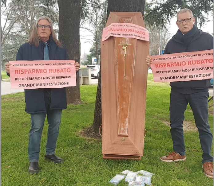 Funerale del risparmio annunciato oggi in Campo Marzo per lanciare la manifestazione di venerdì prossimo